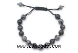 CGB8667 8mm,10mm round snowflake obsidian adjustable macrame bracelets