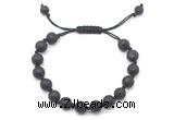 CGB8668 8mm,10mm round black lava adjustable macrame bracelets