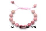 CGB8688 8mm,10mm round pink wooden jasper adjustable macrame bracelets