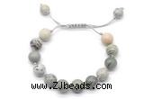 CGB8690 8mm,10mm round greeting pine jasper adjustable macrame bracelets