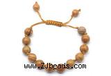 CGB8692 8mm,10mm round wooden jasper adjustable macrame bracelets