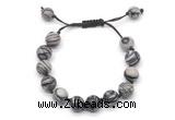 CGB8693 8mm,10mm round black water jasper adjustable macrame bracelets