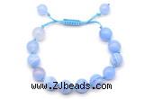 CGB8708 8mm,10mm round blue banded agate adjustable macrame bracelets