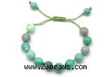 CGB8720 8mm,10mm round grass agate adjustable macrame bracelets