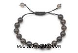 CGB8745 8mm,10mm round smoky quartz adjustable macrame bracelets