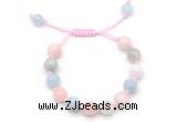 CGB8757 8mm,10mm round morganite adjustable macrame bracelets