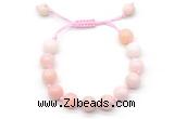 CGB8765 8mm,10mm round pink opal adjustable macrame bracelets