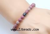 CGB8836 8mm, 10mm pink wooden jasper & drum hematite power beads bracelets