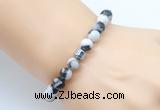 CGB8844 8mm, 10mm black & white jasper & drum hematite power beads bracelets