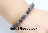 CGB8848 8mm, 10mm grey opal & drum hematite power beads bracelets