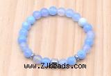 CGB8861 8mm, 10mm blue agate, drum & rondelle hematite beaded bracelets