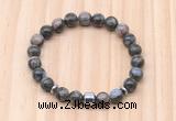 CGB8878 8mm, 10mm grey opal, drum & rondelle hematite beaded bracelets