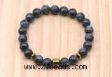 CGB8880 8mm, 10mm black labradorite, drum & rondelle hematite beaded bracelets