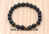 CGB8882 8mm, 10mm black obsidian, drum & rondelle hematite beaded bracelets