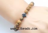 CGB8900 8mm, 10mm picture jasper & cross hematite power beads bracelets