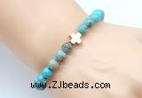 CGB8902 8mm, 10mm blue sea sediment jasper & cross hematite power beads bracelets