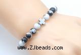 CGB8904 8mm, 10mm black & white jasper & cross hematite power beads bracelets