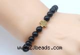 CGB8912 8mm, 10mm black obsidian & cross hematite power beads bracelets