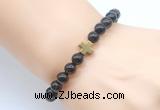 CGB8913 8mm, 10mm smoky quartz & cross hematite power beads bracelets