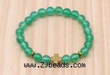 CGB8922 8mm, 10mm green agate, cross & rondelle hematite beaded bracelets