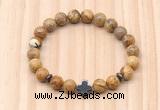 CGB8930 8mm, 10mm picture jasper, cross & rondelle hematite beaded bracelets