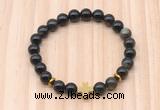 CGB8941 8mm, 10mm golden obsidian, cross & rondelle hematite beaded bracelets