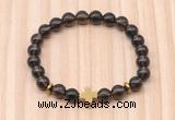 CGB8943 8mm, 10mm smoky quartz, cross & rondelle hematite beaded bracelets
