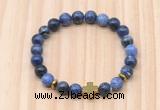 CGB8945 8mm, 10mm sodalite, cross & rondelle hematite beaded bracelets