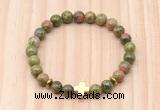 CGB8947 8mm, 10mm unakite, cross & rondelle hematite beaded bracelets