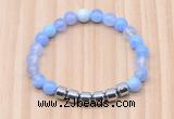 CGB8981 8mm, 10mm blue agate & drum hematite beaded bracelets