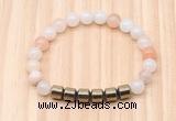 CGB8984 8mm, 10mm pink aventurine & drum hematite beaded bracelets