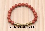 CGB8987 8mm, 10mm red jasper & drum hematite beaded bracelets