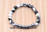 CGB8994 8mm, 10mm black & white jasper & drum hematite beaded bracelets