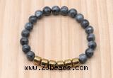 CGB9000 8mm, 10mm black labradorite & drum hematite beaded bracelets