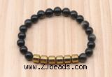 CGB9001 8mm, 10mm golden obsidian & drum hematite beaded bracelets