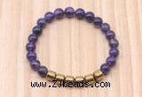 CGB9004 8mm, 10mm amethyst & drum hematite beaded bracelets