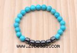 CGB9006 8mm, 10mm turquoise & drum hematite beaded bracelets