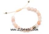 CGB9024 8mm, 10mm pink aventurine & drum hematite adjustable bracelets