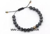 CGB9040 8mm, 10mm black labradorite & drum hematite adjustable bracelets