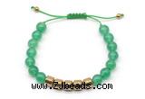 CGB9062 8mm, 10mm green agate & drum hematite adjustable bracelets