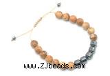 CGB9070 8mm, 10mm picture jasper & drum hematite adjustable bracelets