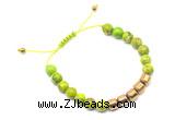 CGB9073 8mm, 10mm green sea sediment jasper & drum hematite adjustable bracelets