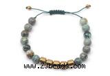 CGB9077 8mm, 10mm African turquoise & drum hematite adjustable bracelets