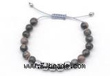 CGB9078 8mm, 10mm grey opal & drum hematite adjustable bracelets