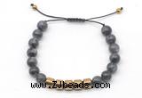 CGB9080 8mm, 10mm black labradorite & drum hematite adjustable bracelets