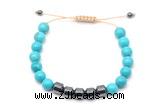 CGB9086 8mm, 10mm turquoise & drum hematite adjustable bracelets