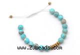 CGB9112 8mm, 10mm blue sea sediment jasper & rondelle hematite adjustable bracelets