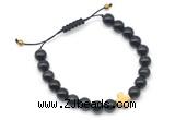 CGB9161 8mm, 10mm golden obsidian & cross hematite adjustable bracelets