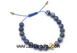 CGB9165 8mm, 10mm sodalite & cross hematite adjustable bracelets