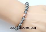CGB9252 8mm, 10mm dalmatian jasper & drum hematite power beads bracelets